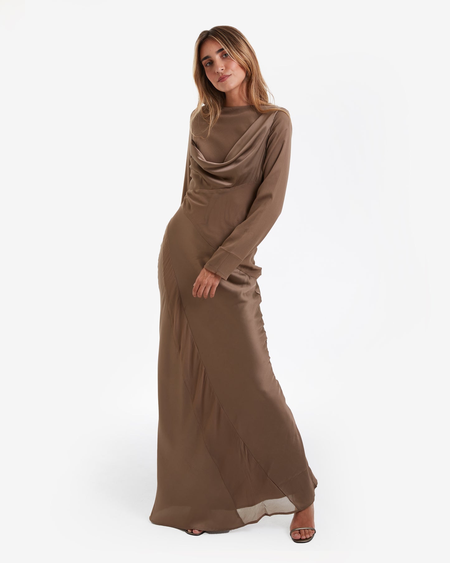 Non Signé - Vestido Maxi Champán