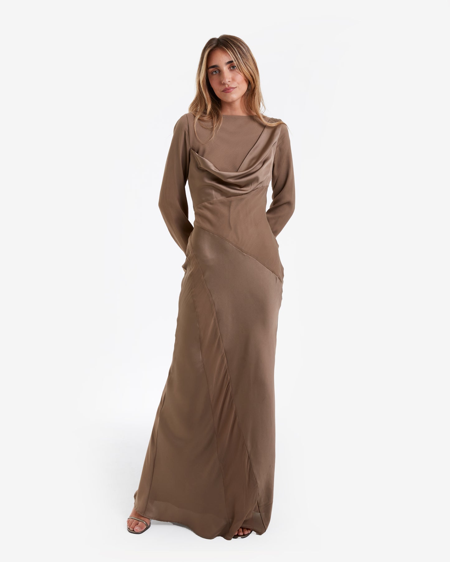 Non Signé - Vestido Maxi Champán