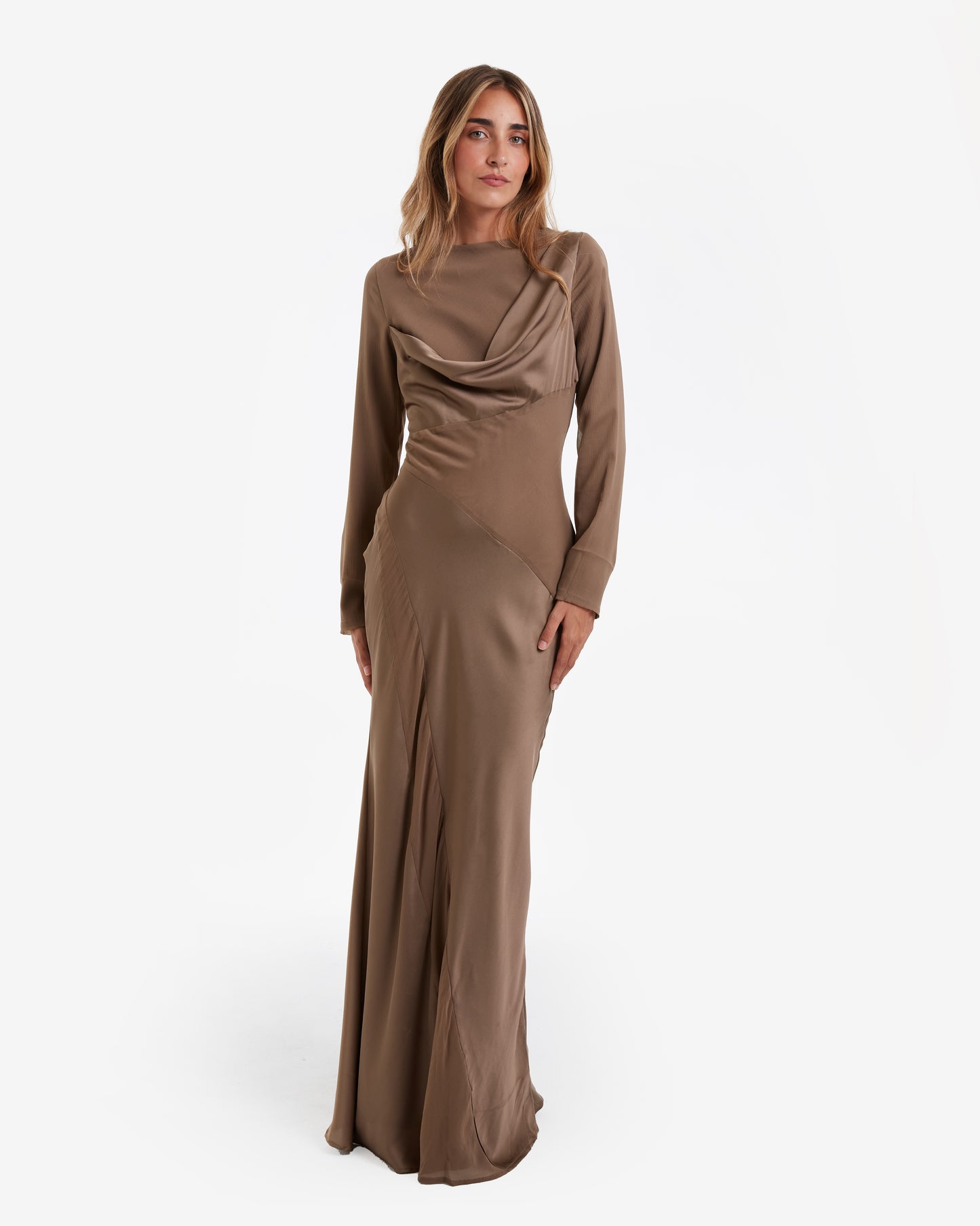 Non Signé - Vestido Maxi Champán