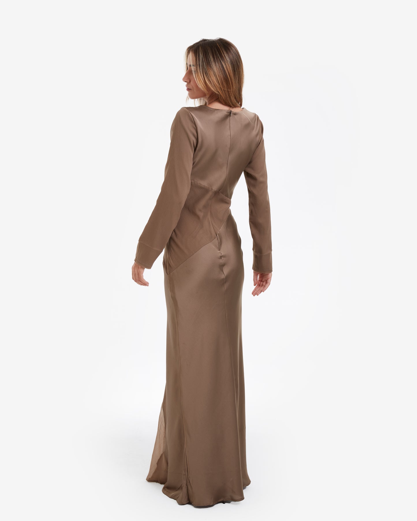 Non Signé - Vestido Maxi Champán