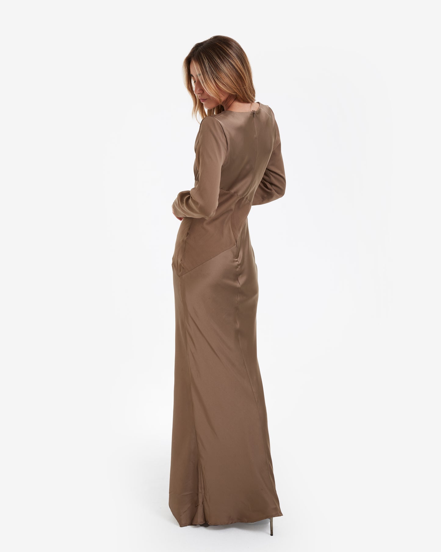 Non Signé - Vestido Maxi Champán