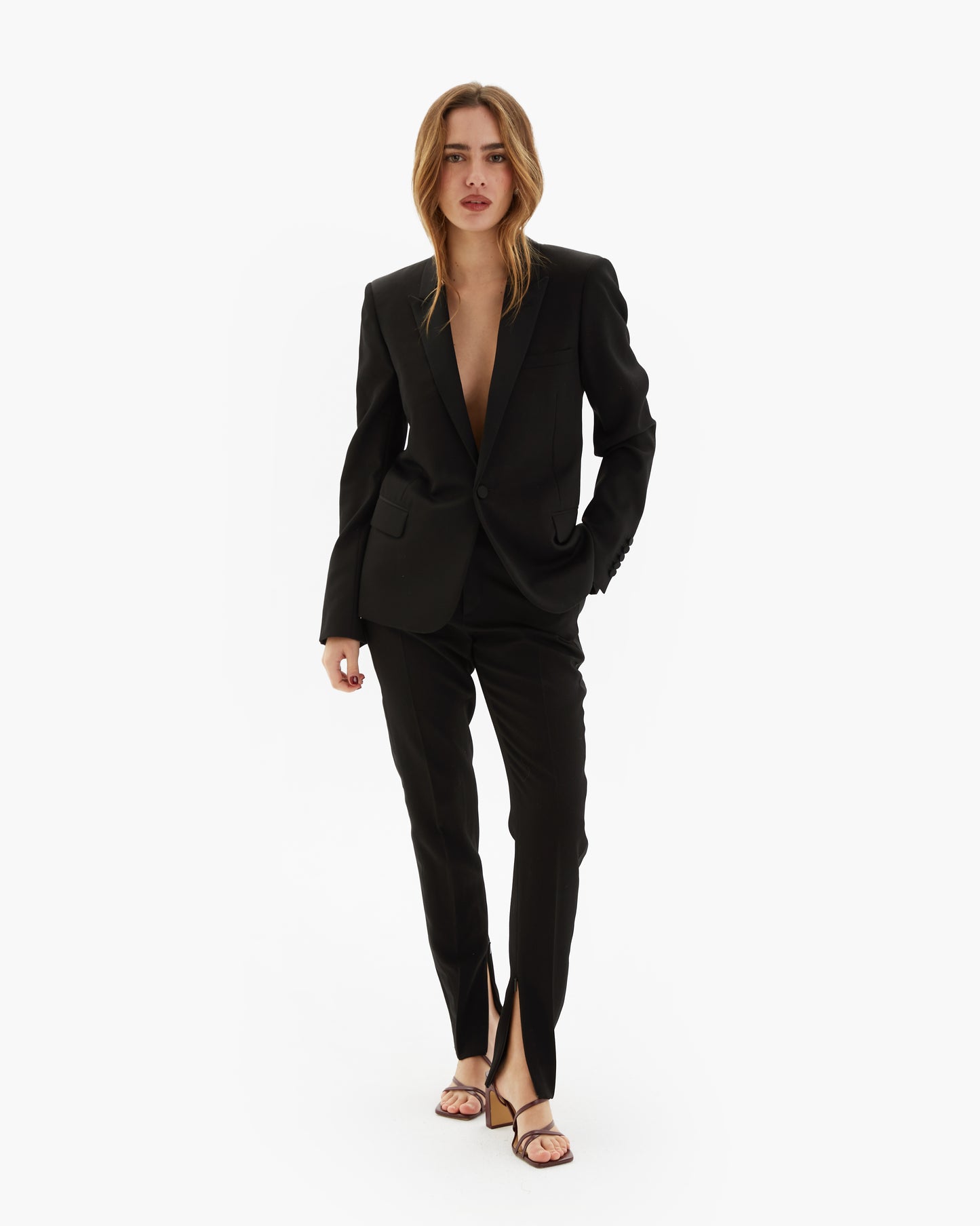 Yves Saint Laurent - Traje de Chaqueta Negro - Lend the Label