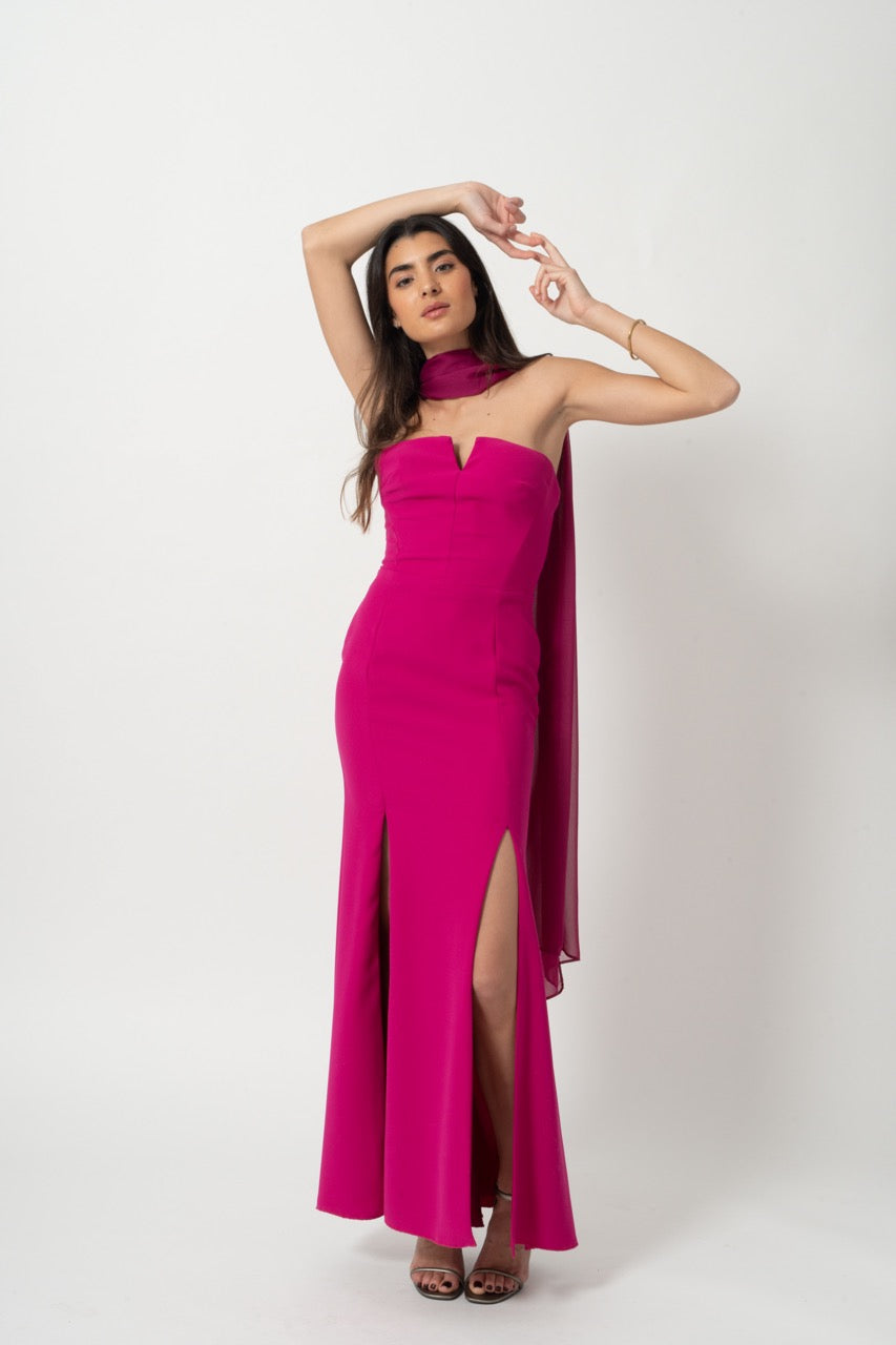 vestido maxi, vestido boda, vestido evento, invitadísima, vestido sin tirantes