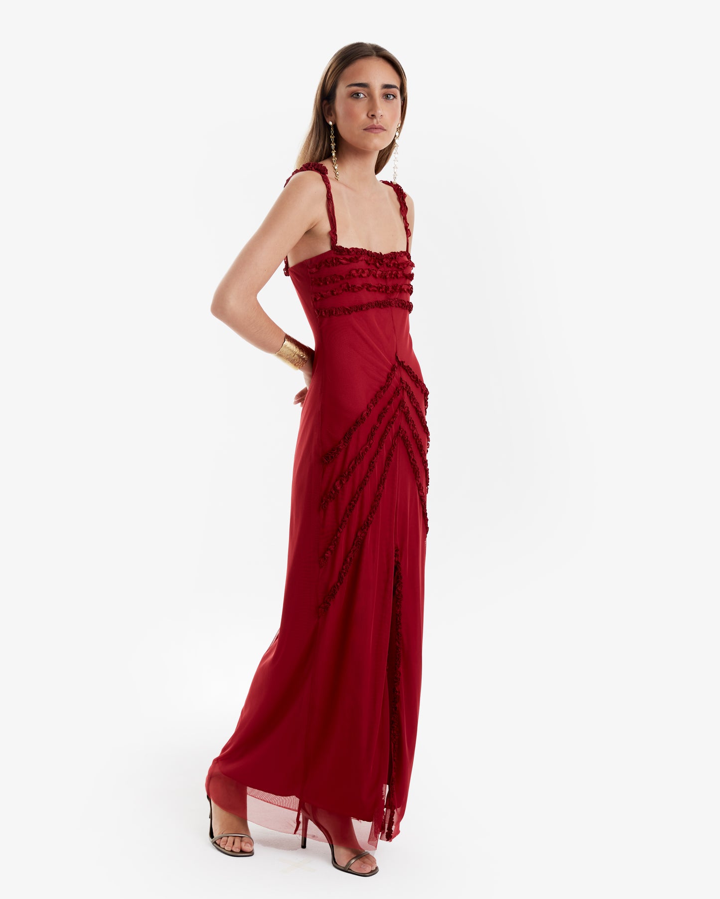 Laagam - Vestido Midi Escarlata
