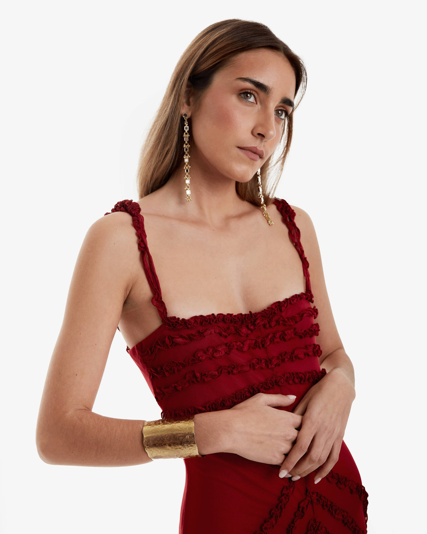 Laagam - Vestido Midi Escarlata