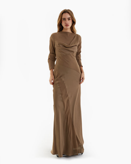 Non Signé - Vestido Maxi Champán