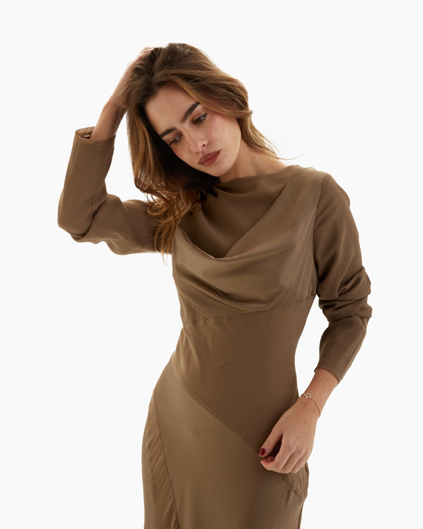 Non Signé - Vestido Maxi Champán