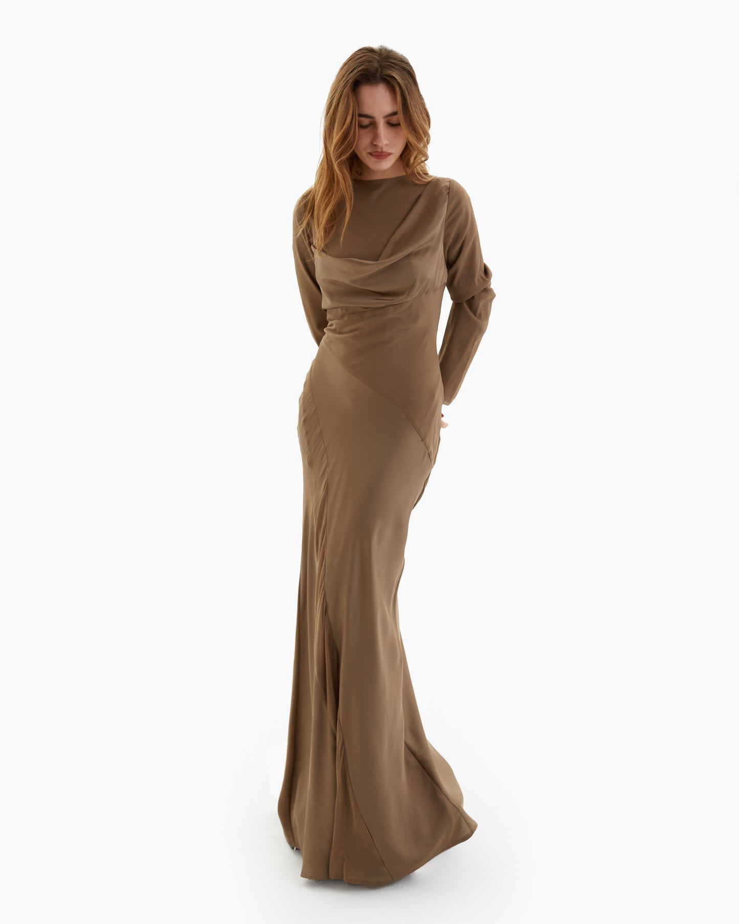 Non Signé - Vestido Maxi Champán