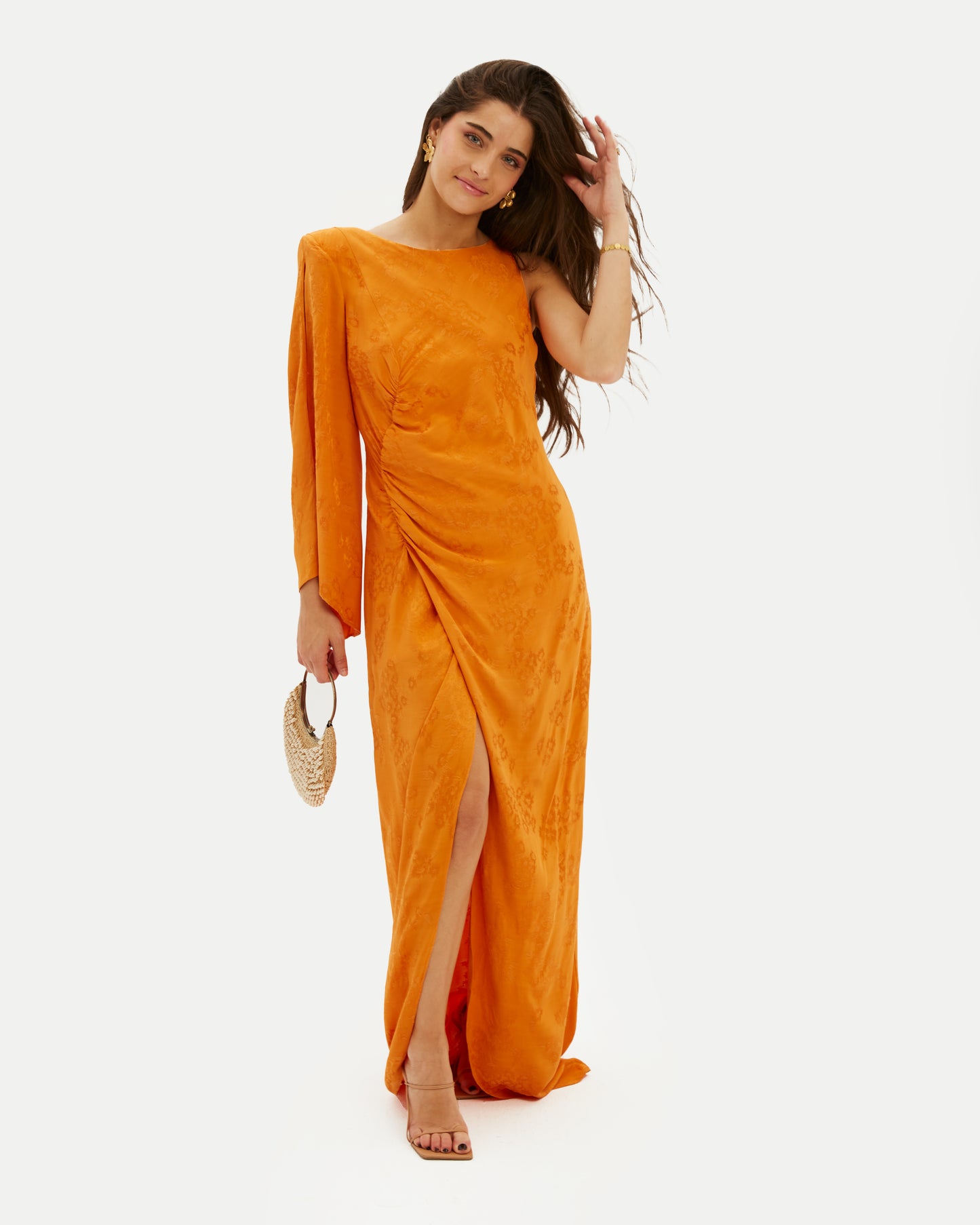 vestido maxi, vestido naranja, vestido boda, vestido eventos, invitadísima