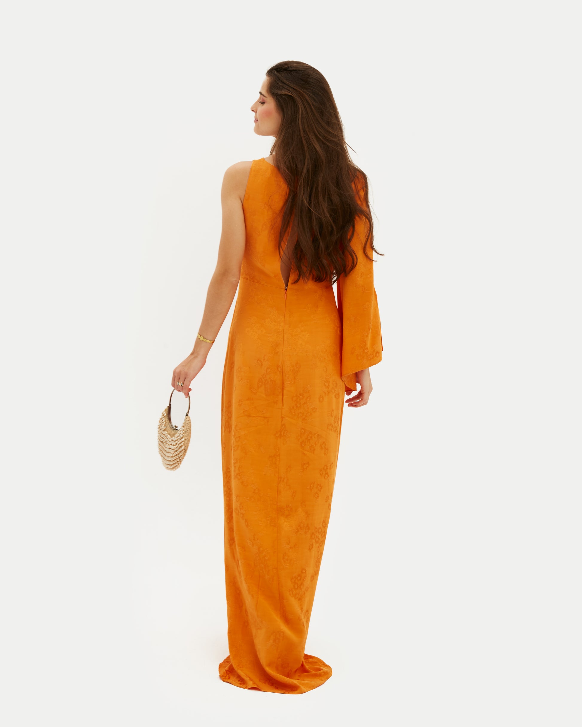 vestido maxi, vestido naranja, vestido boda, vestido eventos, invitadísima