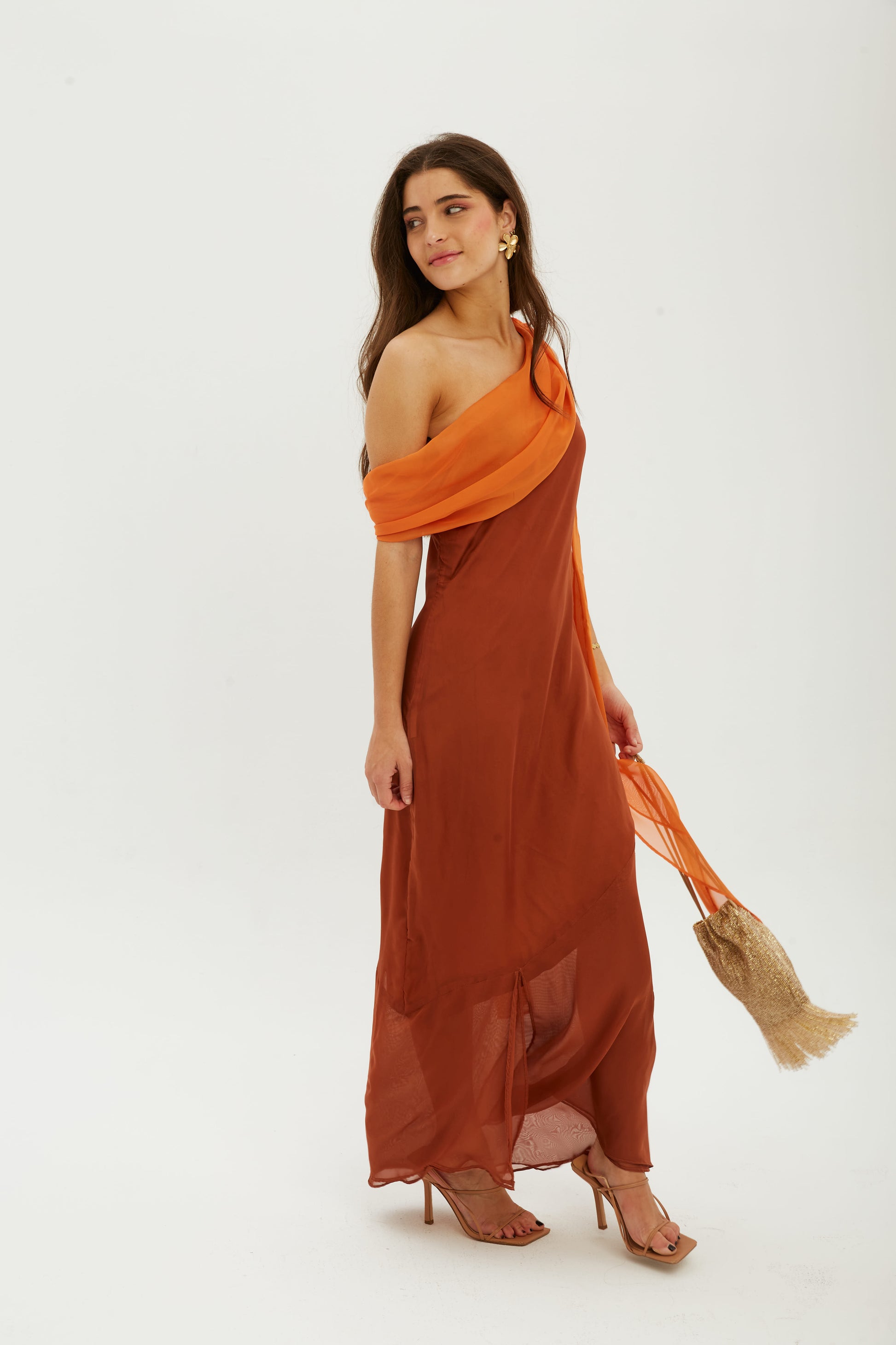 vestido maxi, vestido evento, vestido boda, vestido naranja, invitadísima