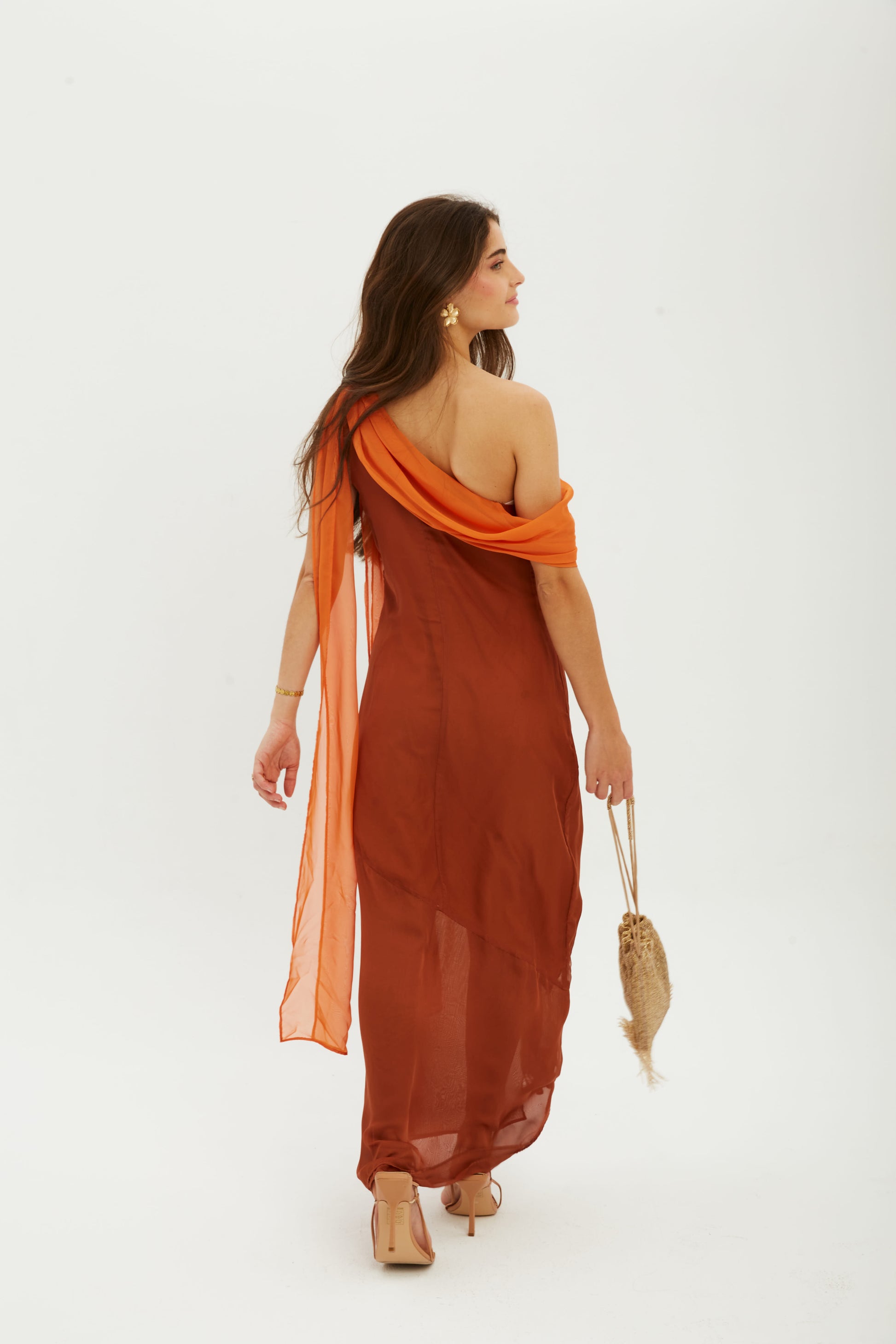 vestido maxi, vestido evento, vestido boda, vestido naranja, invitadísima