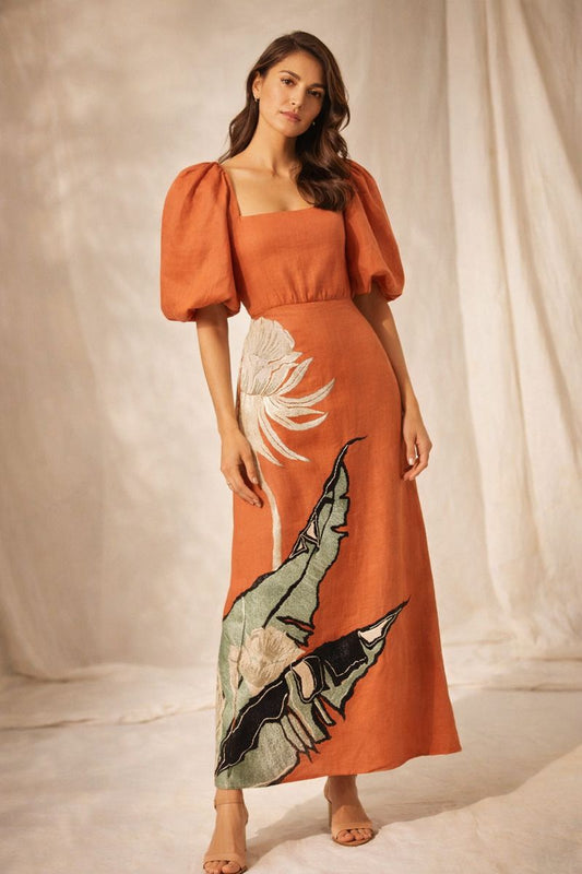 Johanna Ortiz - Vestido maxi Ochre Pre-loved