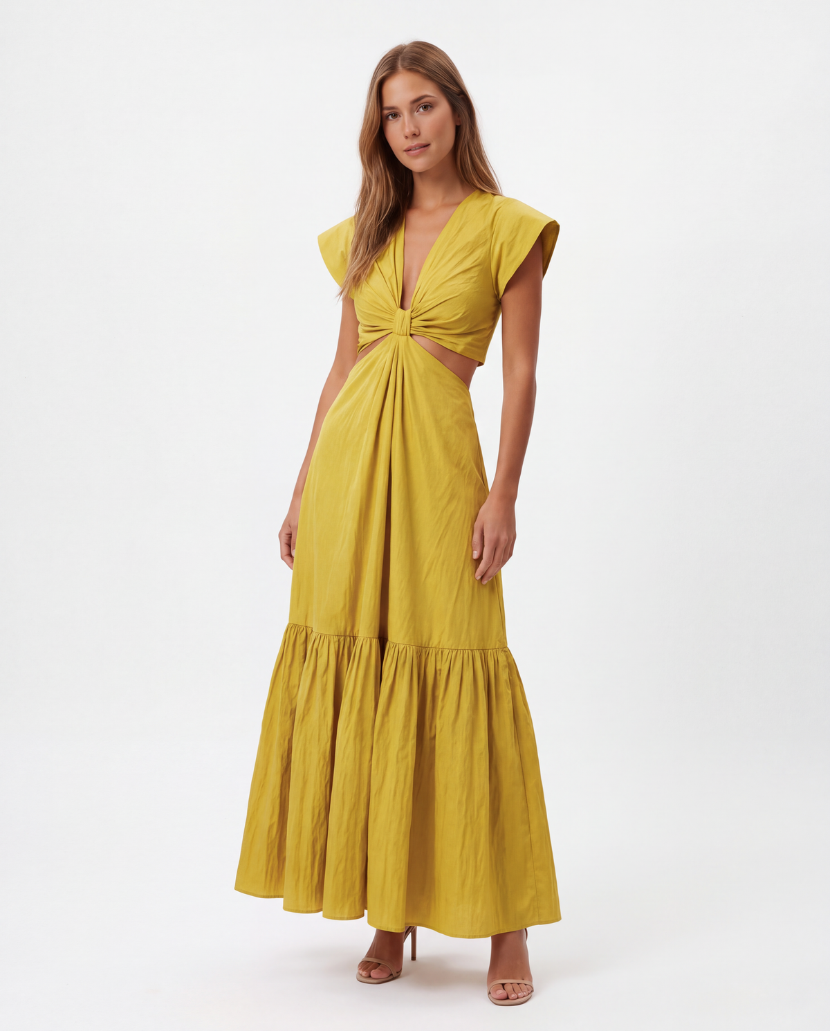 Colour Nude-Vestido Maxi Soleil